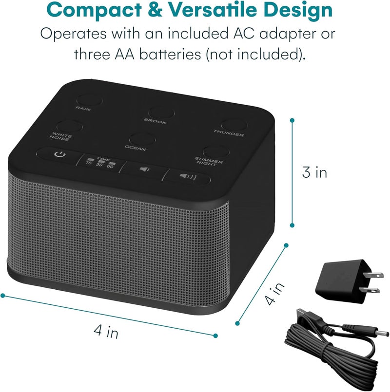 Big Red Rooster Sound Machine - 6 Sleep Sounds - Portable White Noise Machine for Office Privacy & Adult Sleeping - Compact Travel or Home - Dual Power Options - Black - Image 3